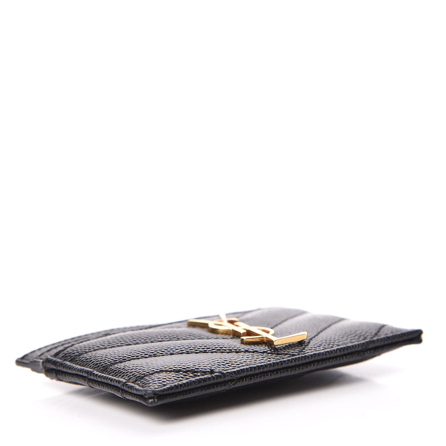 Grain De Poudre Matelasse Chevron Monogram Credit Card Case Black