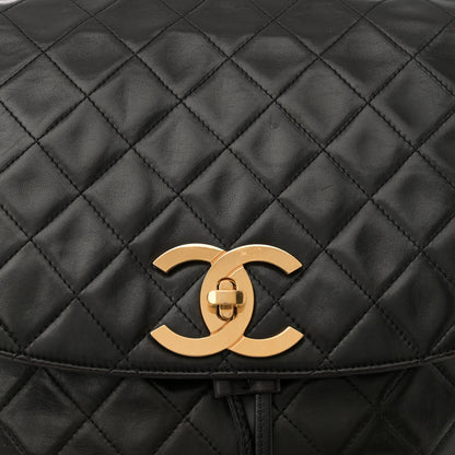 Chanel Lambskin Quilted Drawstring Backpack Black 8 of 11