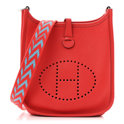 Hermes Taurillon Maurice Zigzag Sangle Evelyne TPM Rouge De Coeur Bleu Du Nord 1 of 12