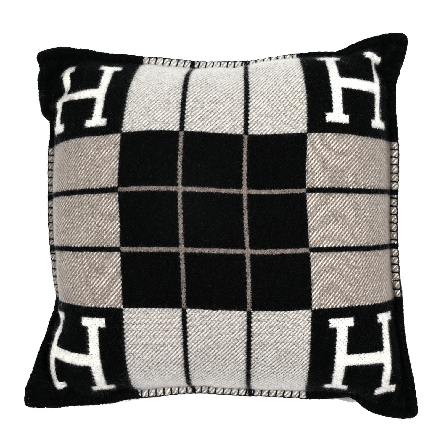 Hermes Wool Cashmere Avalon III Pillow PM Ecru Black 1 of 3