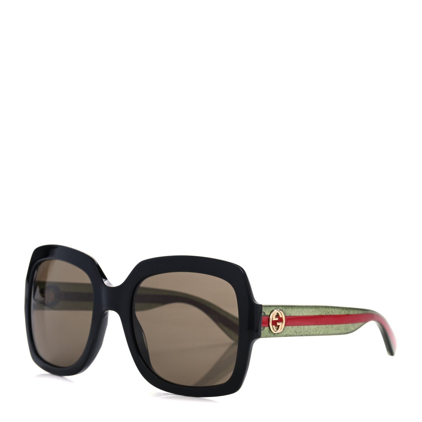 Acetate Square Frame Web Glitter Sunglasses GG0036S Black Green