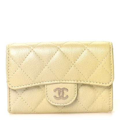 Chanel Cloudy Pearly Goatskin Quilted Flap Card Holder Wallet Light Yellow 1 of 9
