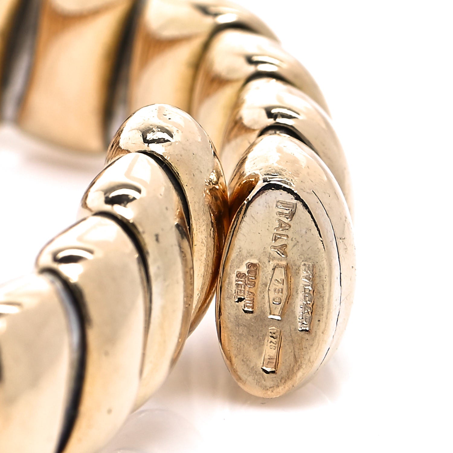 Bulgari Stainless Steel 18K Yellow Gold Tubogas Bracelet 4 of 4