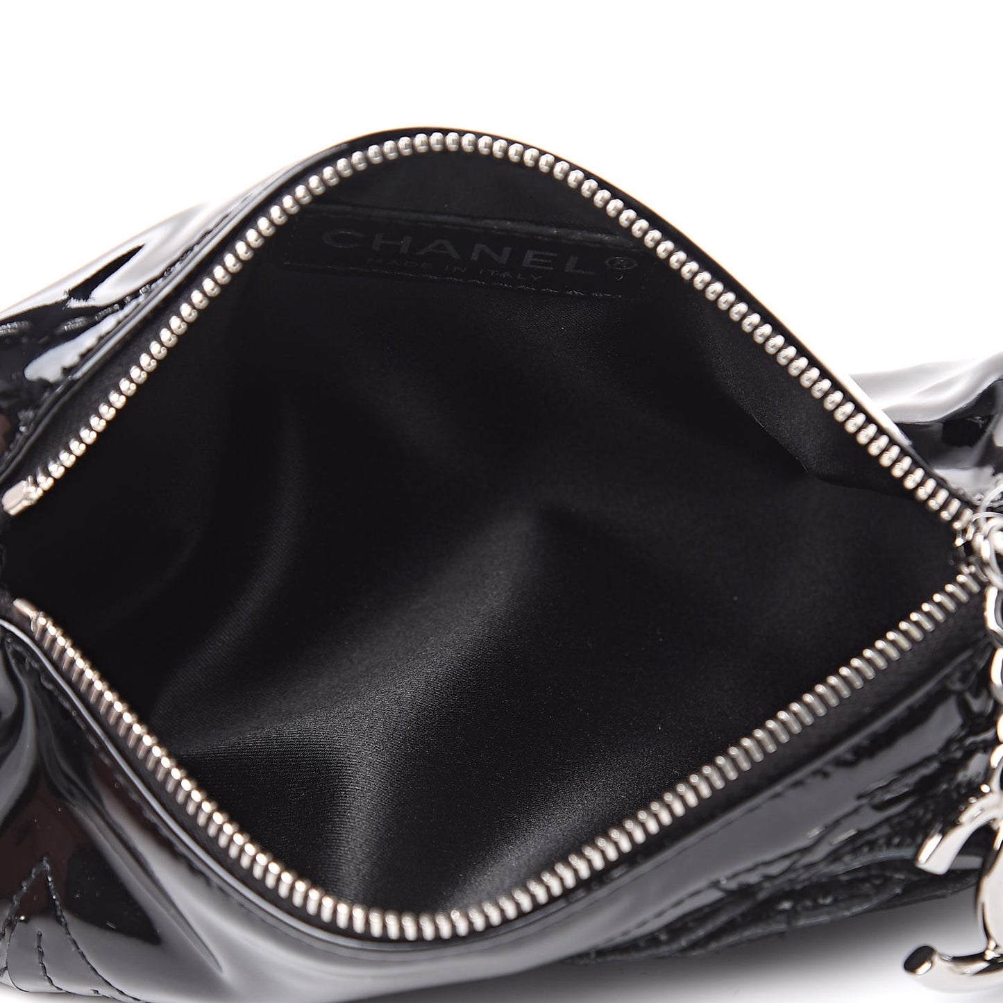 Patent Camellia Cosmetic Pouch Black
