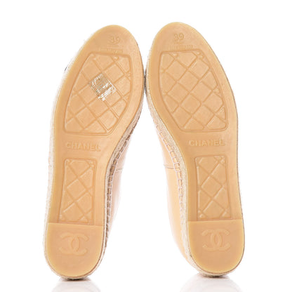 Chanel Lambskin CC Espadrilles 39 Beige Black 9 of 20