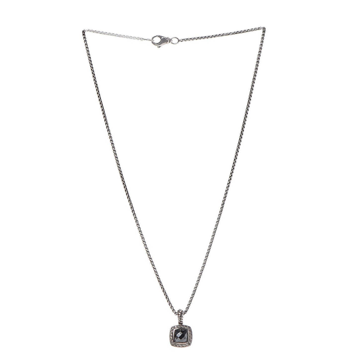 Sterling Silver Diamond Hematine 7mm Petite Albion Necklace
