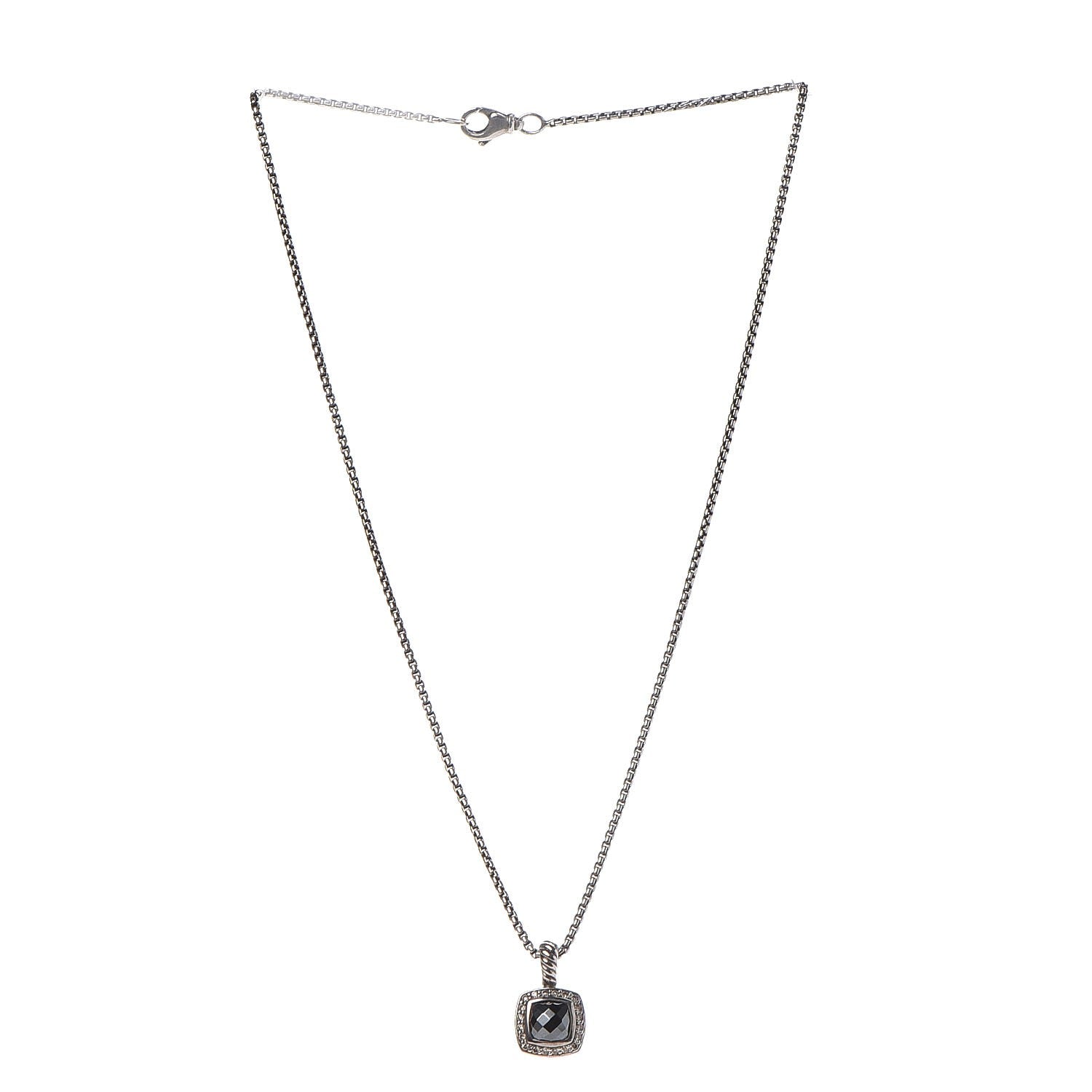 David Yurman Sterling Silver Diamond Hematine 7mm Petite Albion Necklace 3 of 6