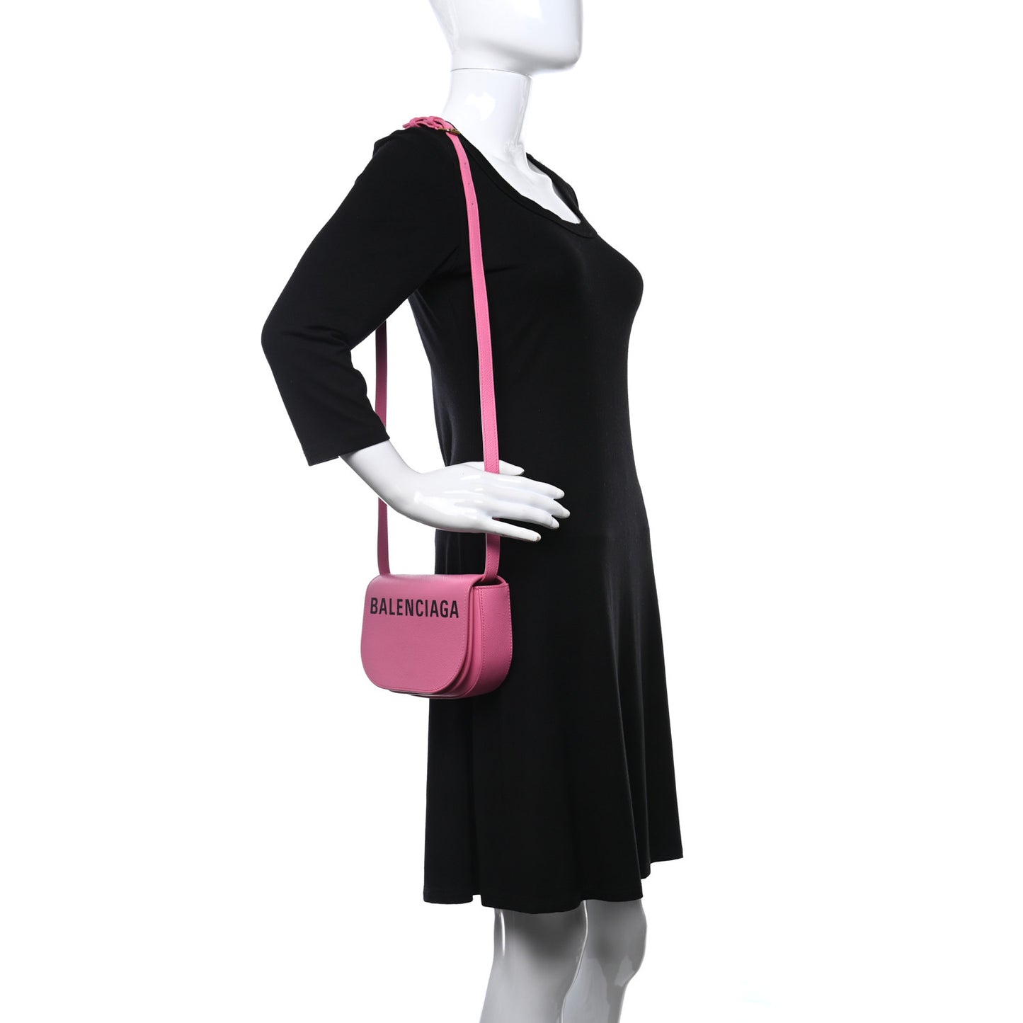 Signature Grained Calfskin Logo Print Ville Day Bag XS Rose Bubblegum Black