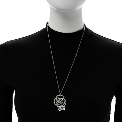 Chanel Crystal CC Camellia Necklace Silver 2 of 6