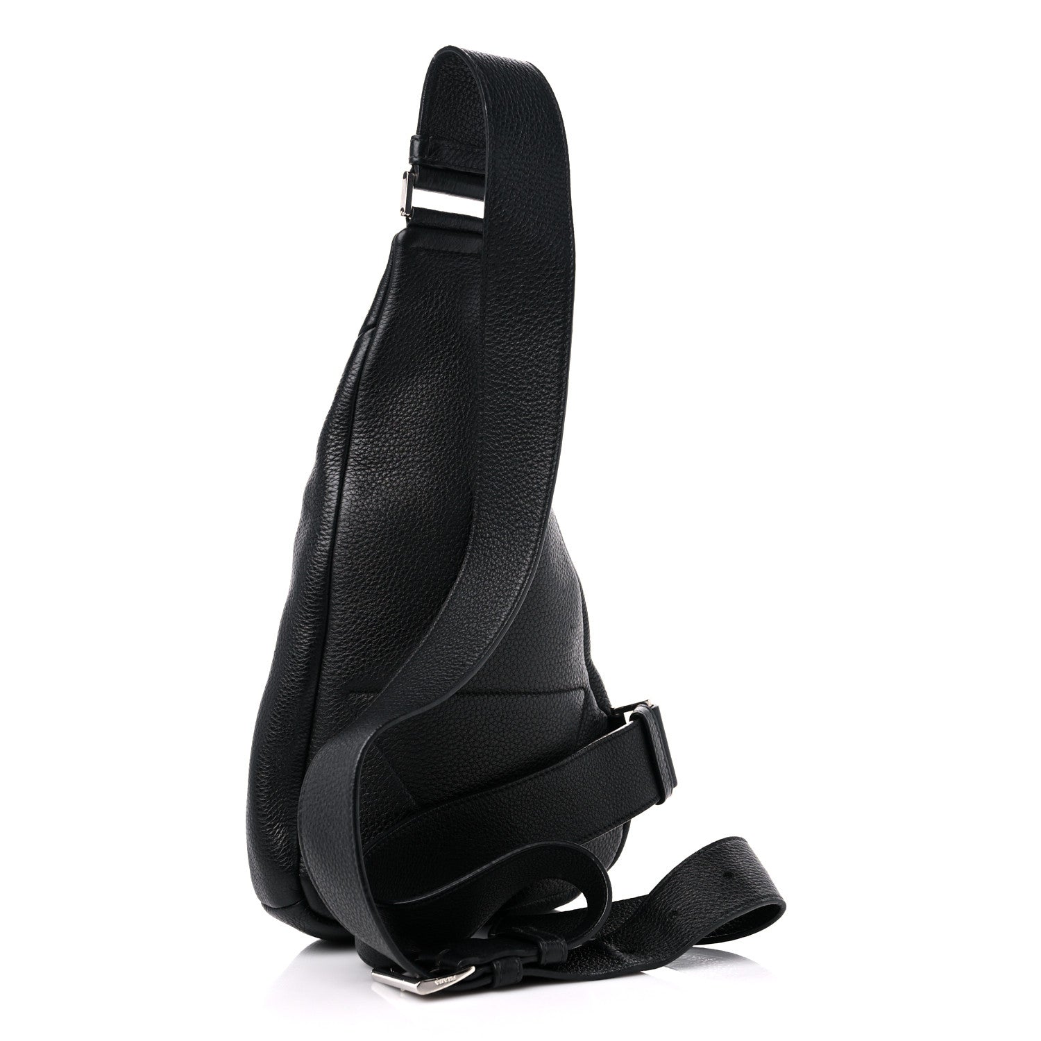 Prada Vitello Daino Logo Embossed Cross Sling Backpack Black 3 of 8