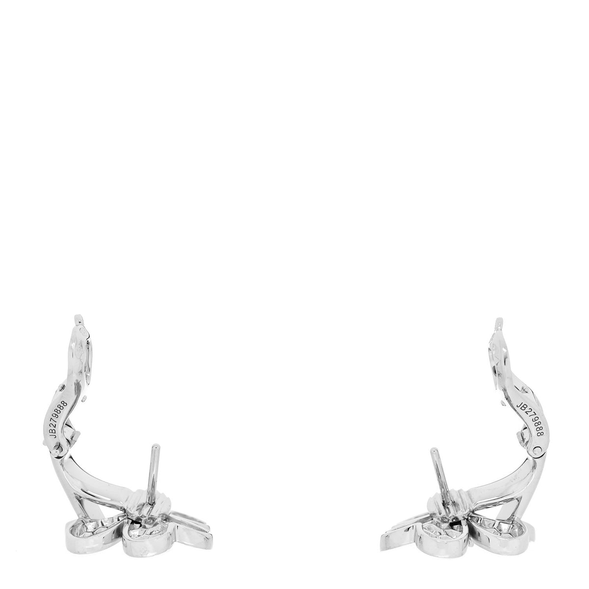 Van Cleef & Arpels 18K White Gold Diamond Small Frivole Pave Earrings 3 of 5