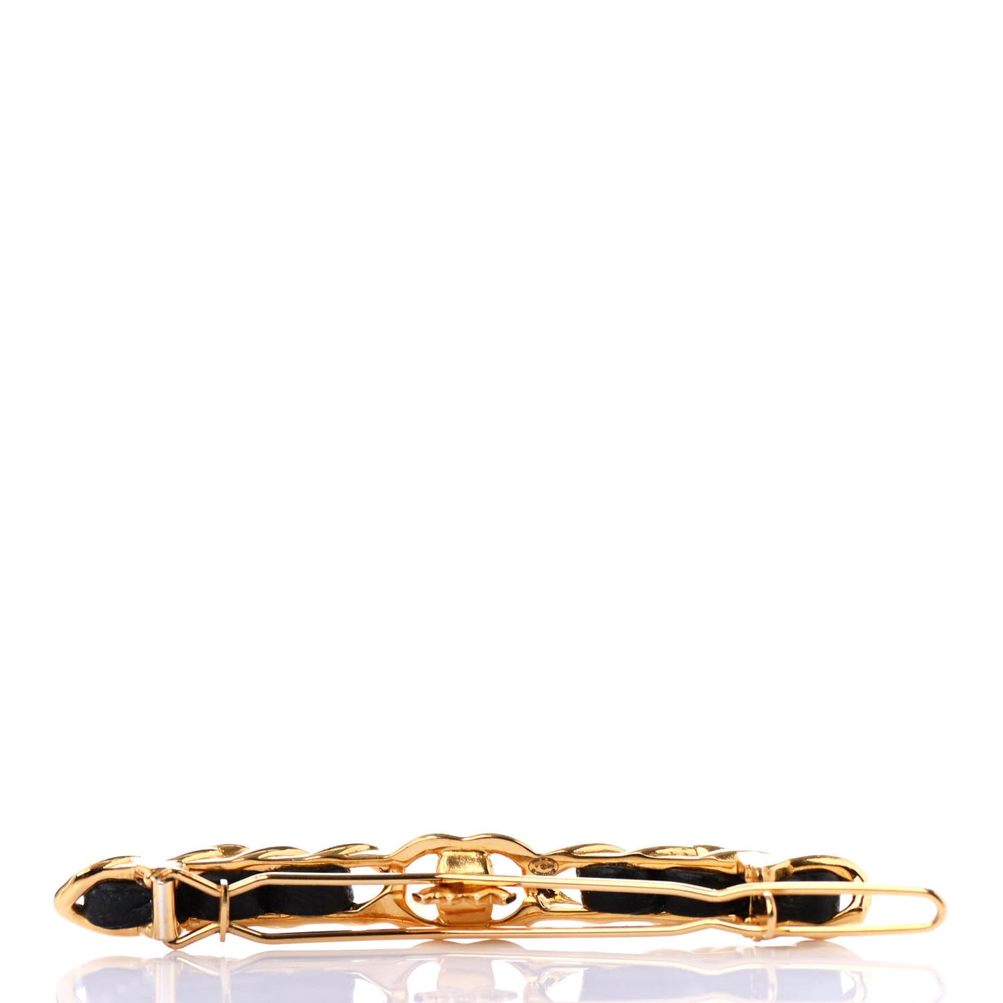 Pearl Lambskin CC More Is More Hair Clip Black Gold