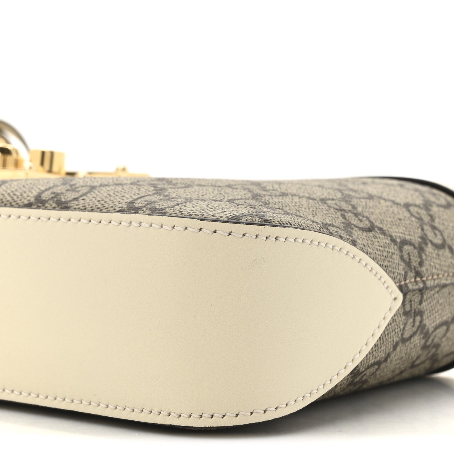 GG Supreme Monogram Calfskin Small Padlock Chain Shoulder Bag Beige Ebony Mystic White