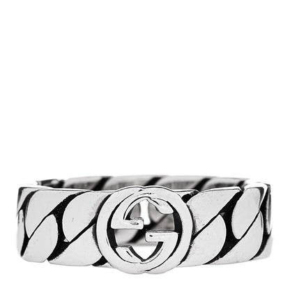 Gucci Sterling Silver Interlocking G Chainlink Band Ring 54 7 1 of 6