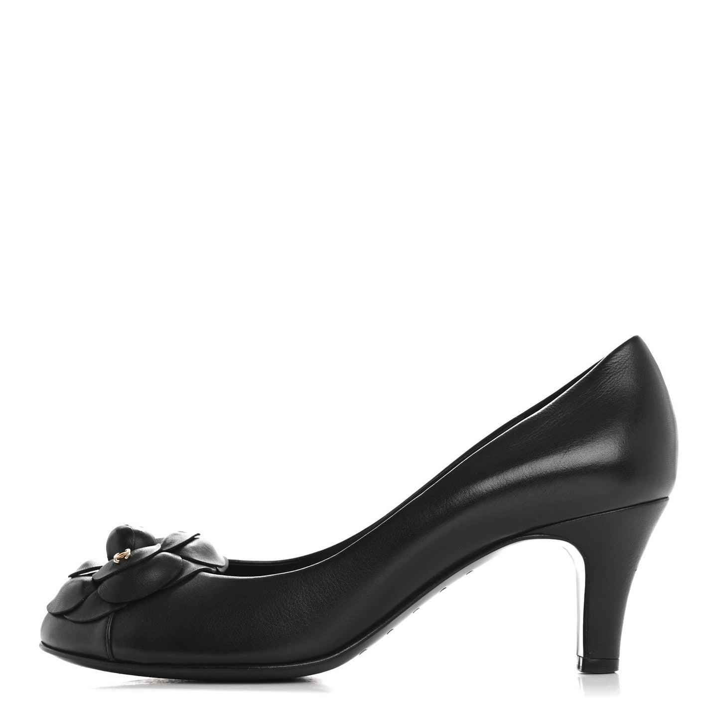 Lambskin Camellia Pumps 37.5 Black