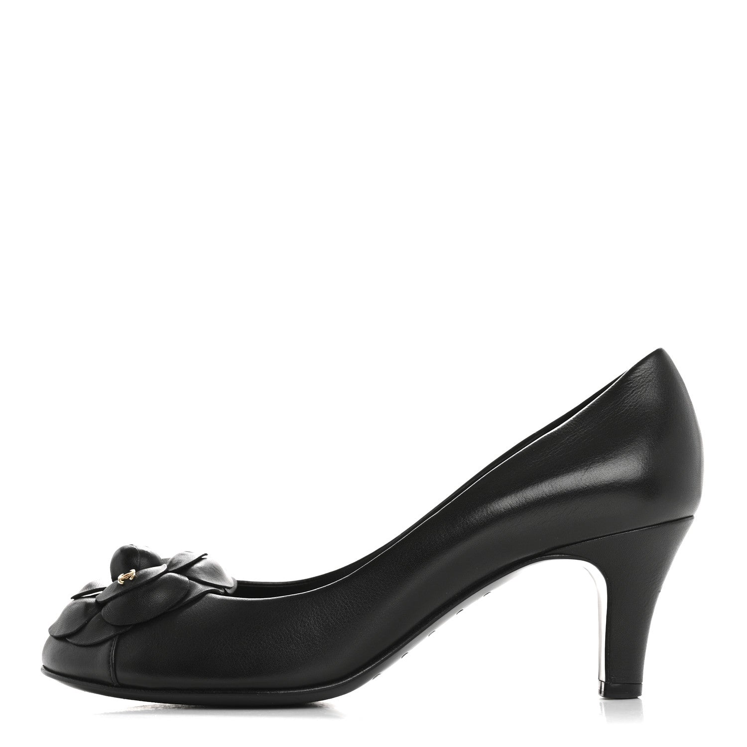 Chanel Lambskin Camellia Pumps 37.5 Black 1 of 13