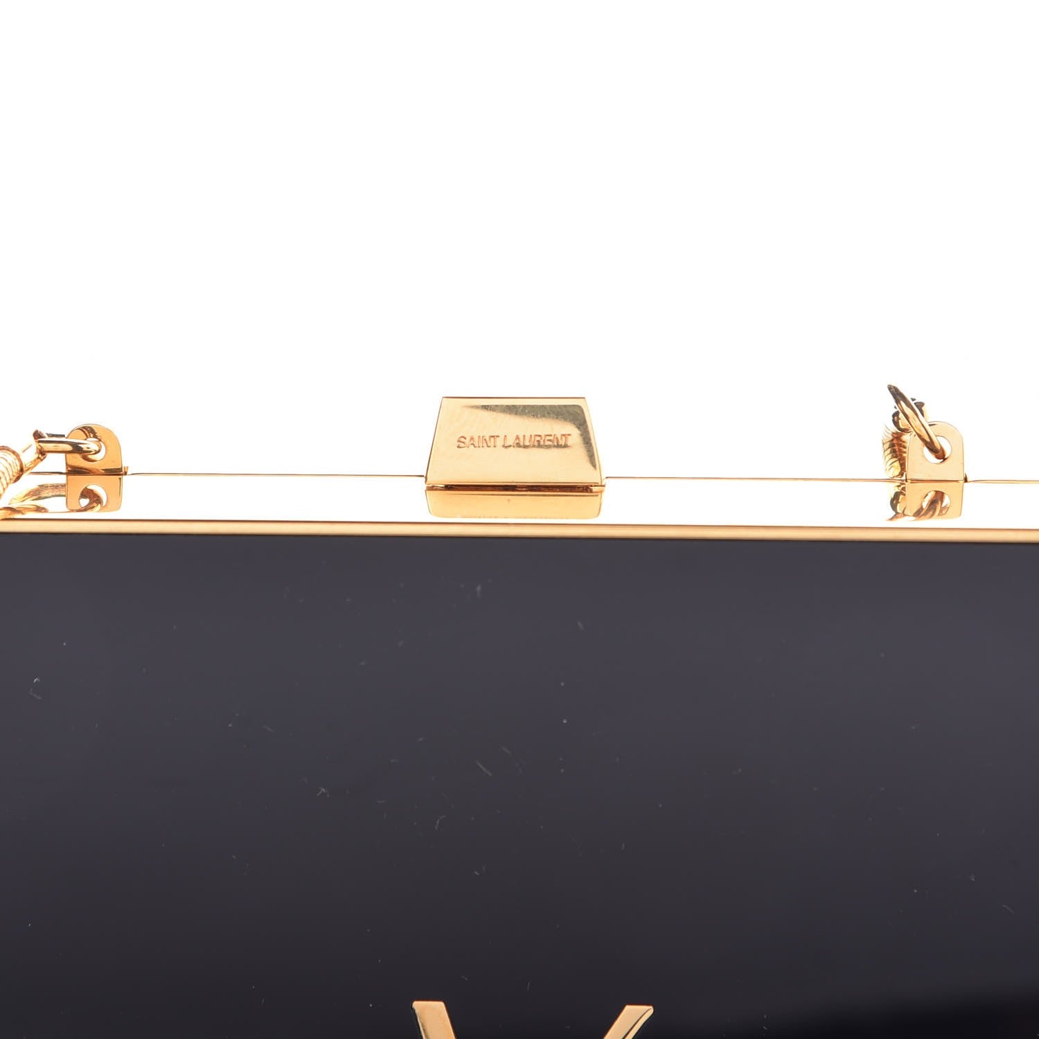 Saint Laurent Plexiglass Monogram Minaudiere Tuxedo Box Clutch Black 6 of 8
