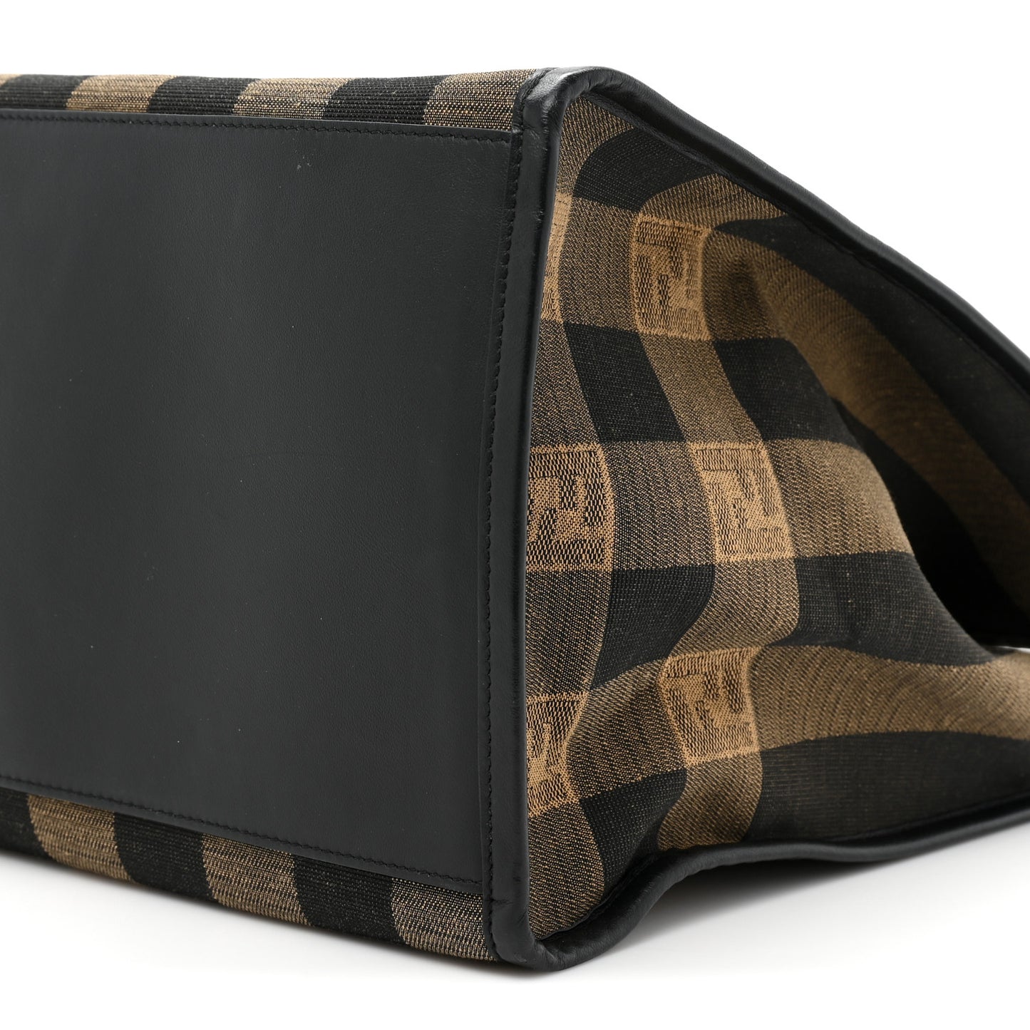 Fabric Jacquard Vitello Seta Plexiglass Pequin Gingham Large Fendi Sunshine Shopper Tote Tobacco Moro Black