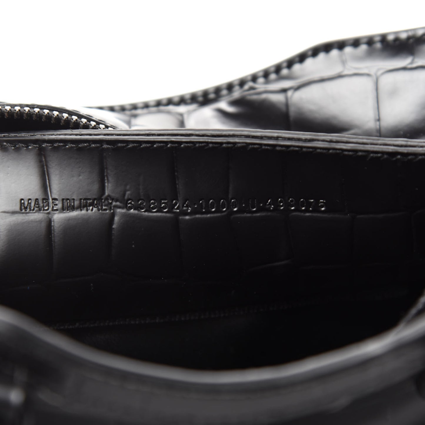 Semi Shiny Calfskin Crocodile Embossed Neo Classic Black Hardware Mini City Black