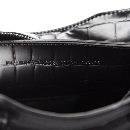 Balenciaga Semi Shiny Calfskin Crocodile Embossed Neo Classic Black Hardware Mini City Black 9 of 10