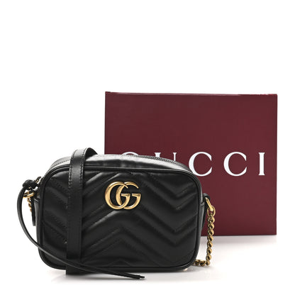 Gucci Calfskin Matelasse Mini GG Marmont Chain Shoulder Bag Black 11 of 11