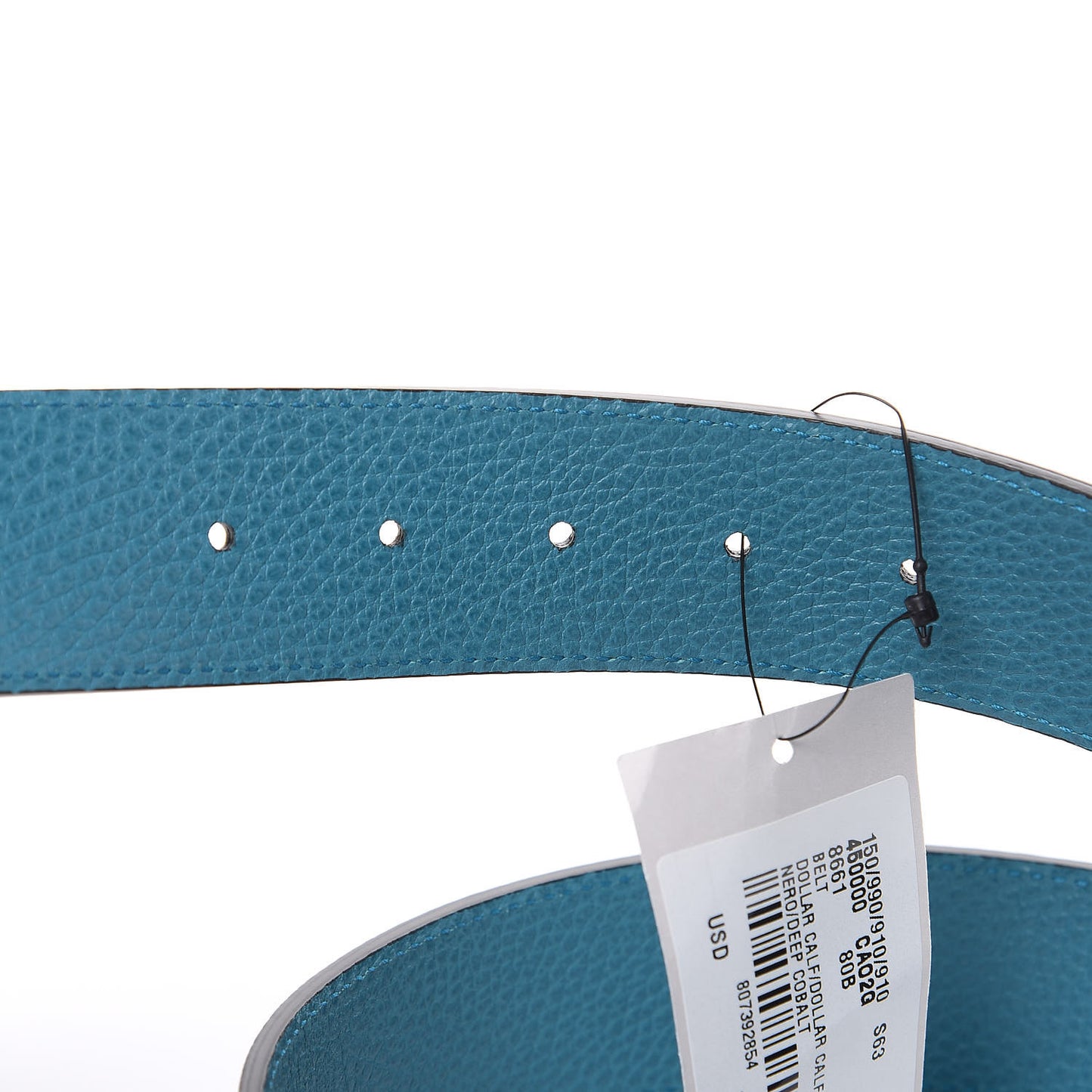 Dollar Calfskin 1973 Reversible Belt 80 32 Black Deep Cobalt