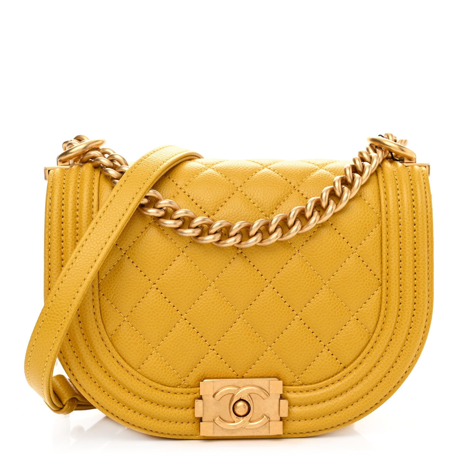 Chanel Caviar Quilted Small Boy Messenger Bag Yellow 1 of 10