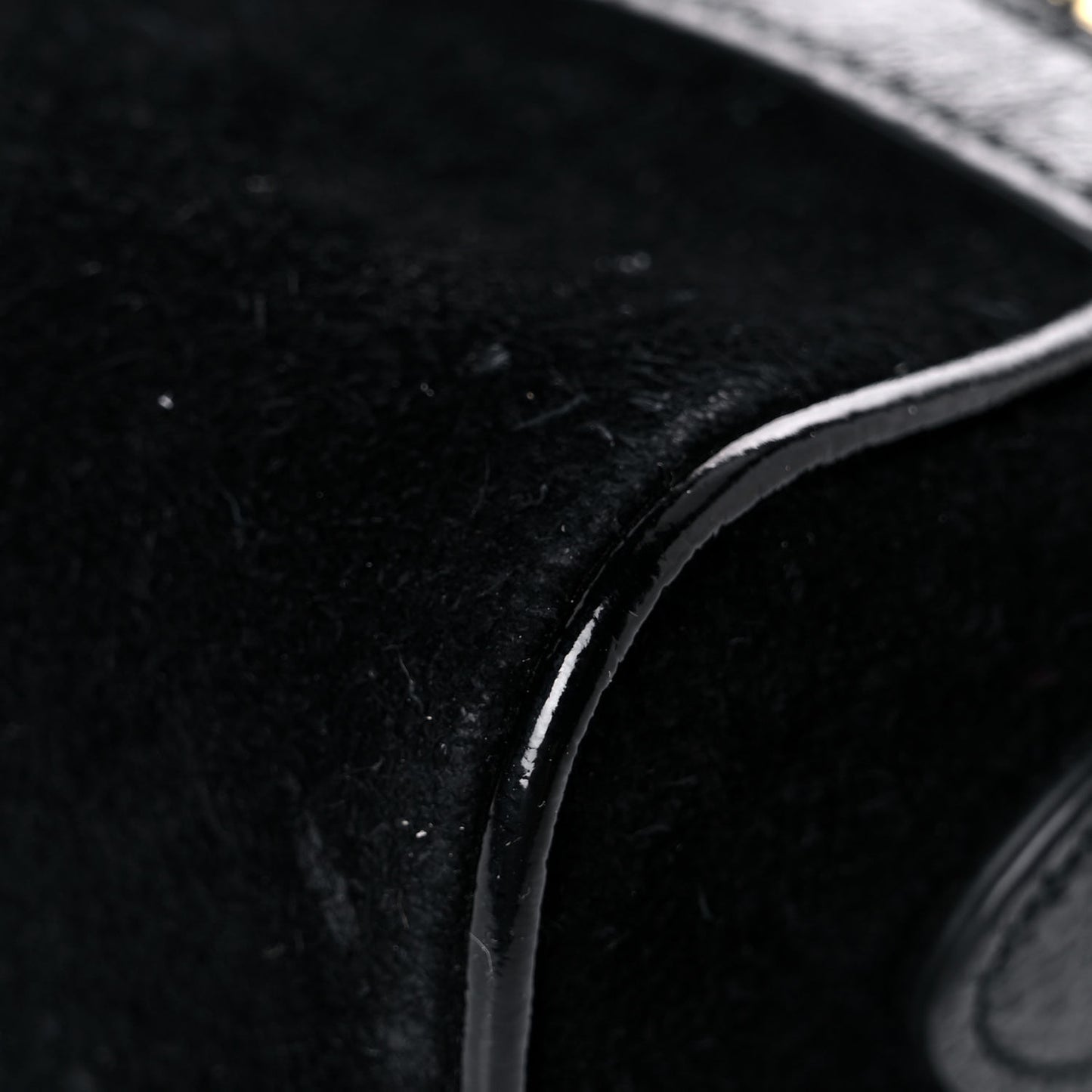 Suede Patent Web Mini Ophidia Shoulder Bag Black