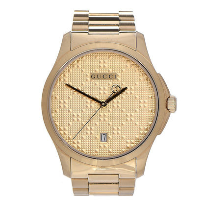 Gucci Stainless Steel 38mm G-Timeless Diamante Quartz Watch Gold 1 of 9