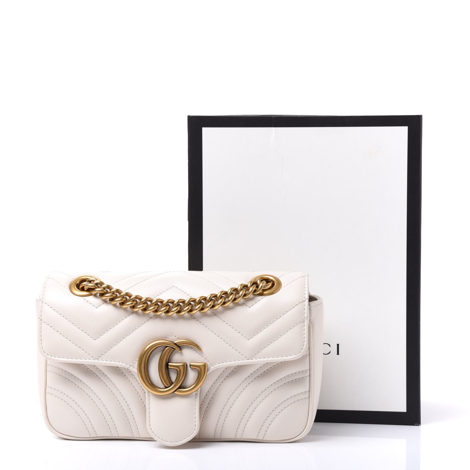 Gucci Calfskin Matelasse Mini GG Marmont Shoulder Bag White 10 of 10