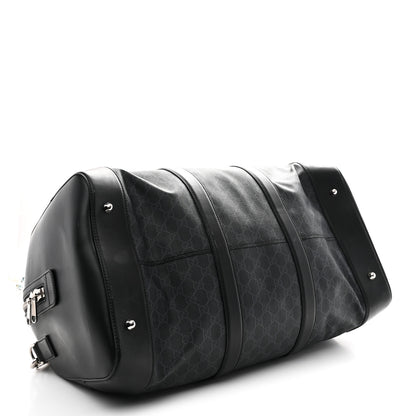 Gucci Soft GG Supreme Monogram Appia Calfskin Web Large Carry On Duffle Bag Black Grey 3 of 10