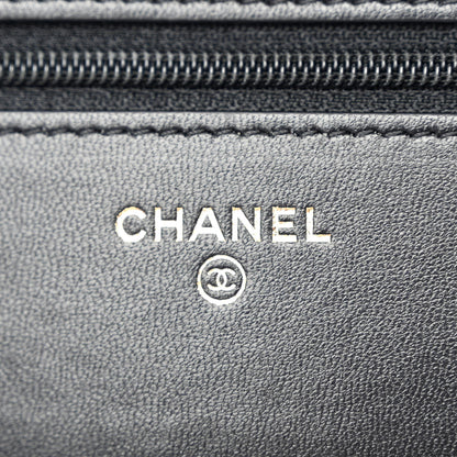 Chanel Lambskin Quilted Pearl Crown Wallet On Chain WOC Black 6 of 11