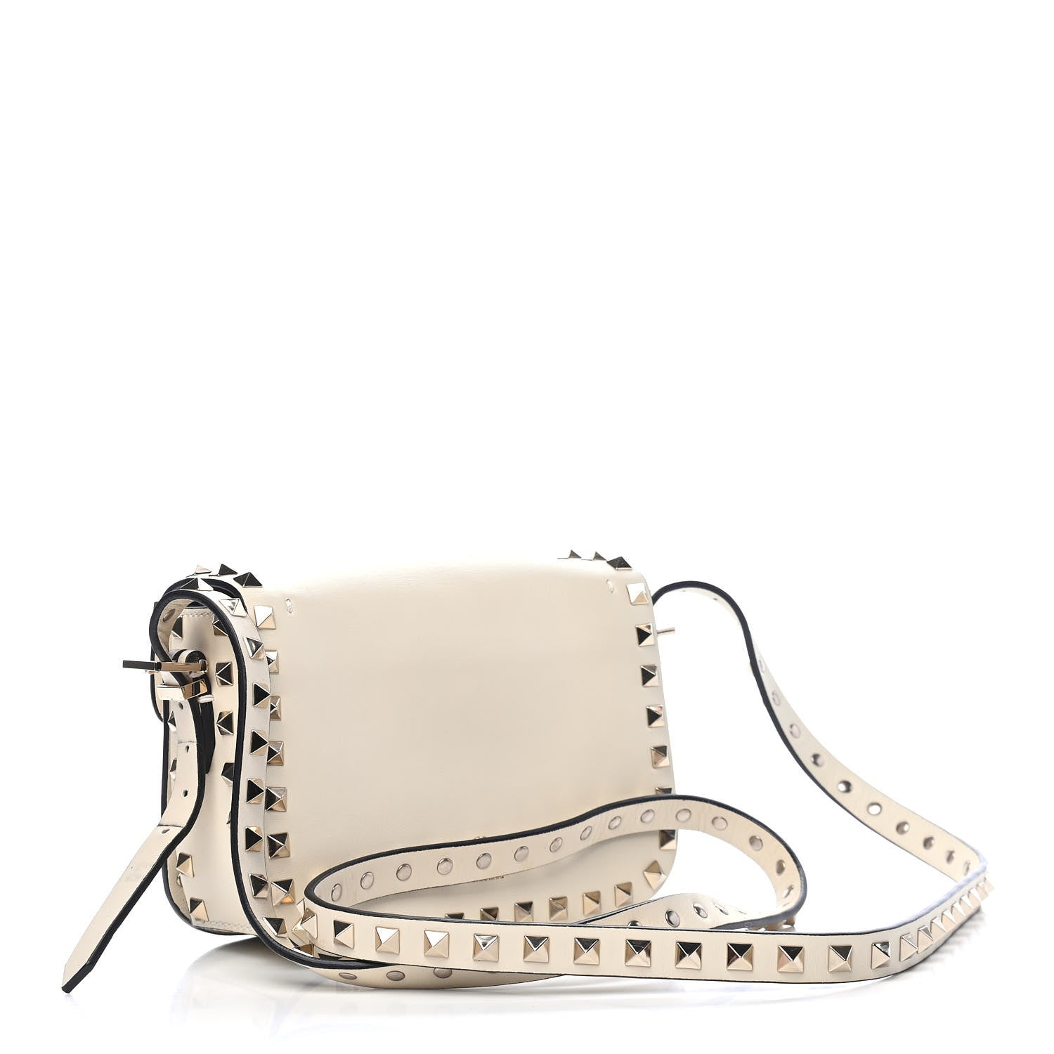 Valentino Garavani Vitello Small Rockstud Flap Saddle Bag Ivory 2 of 9