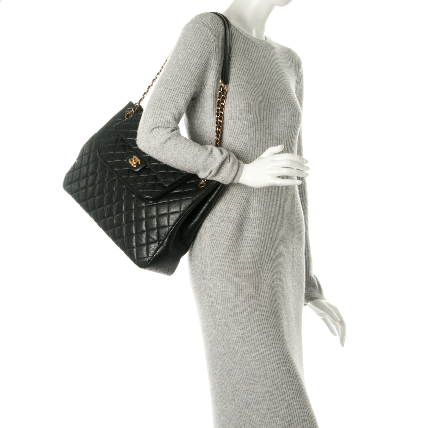 Chanel Caviar Quilted Flap Tote Black 2 of 8