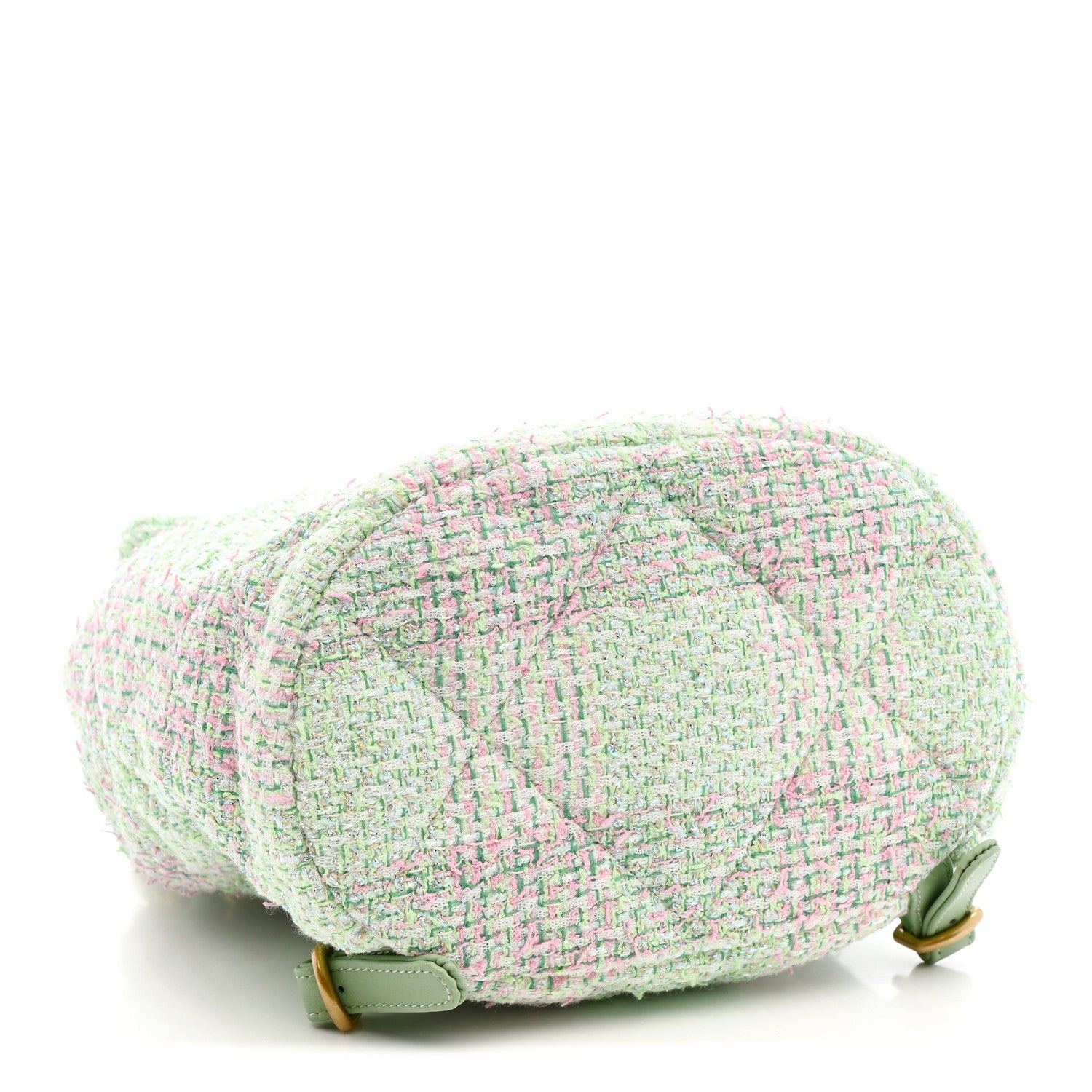 Chanel Tweed Quilted Chanel 19 Backpack Green Pink 4 of 10