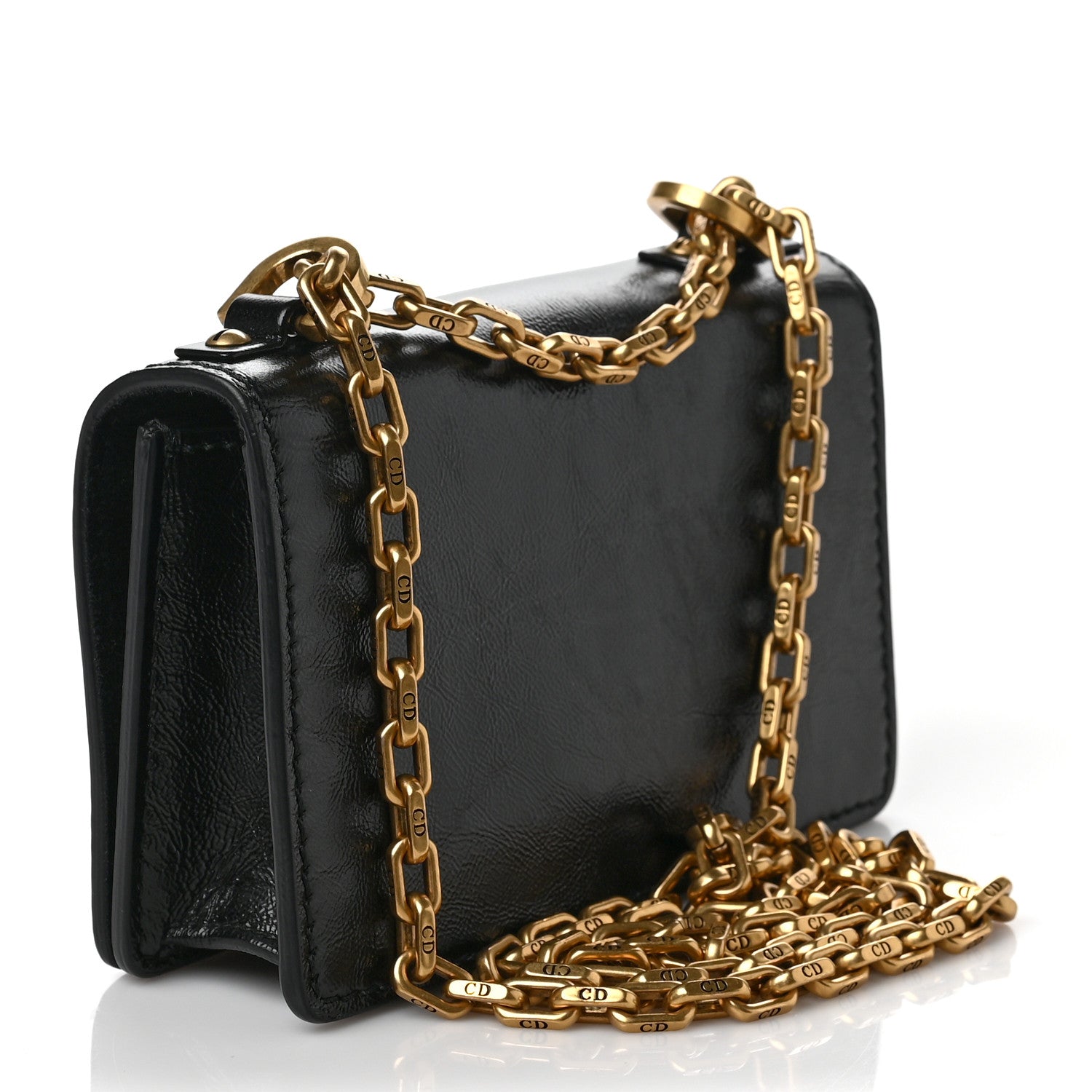 Christian Dior Crinkled Calfskin Mini J'Adior Chain Flap Bag Black 3 of 8