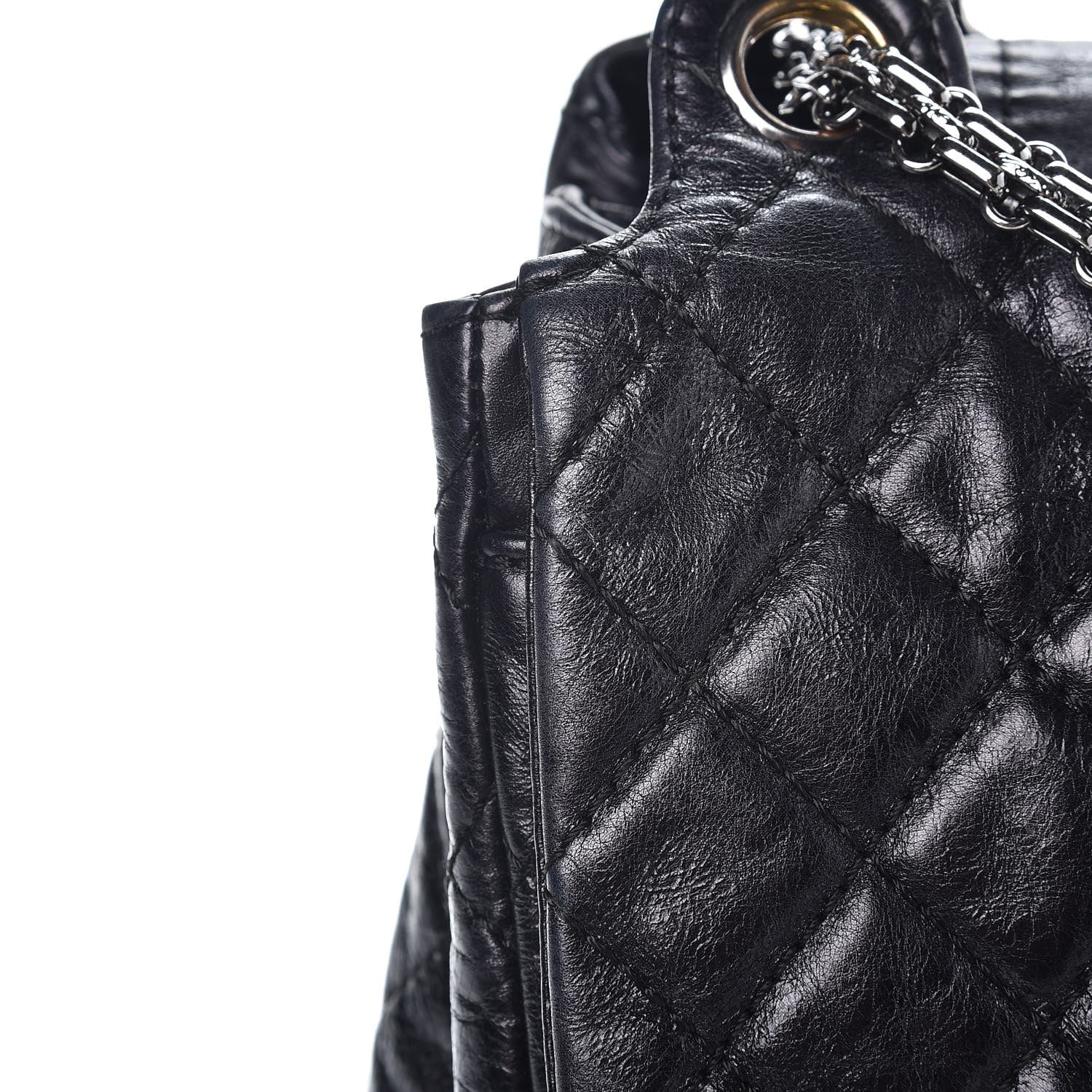 Chanel Metallic Aged Calfskin Quilted Reissue 2.55 Accordion Flap Black 16 of 16