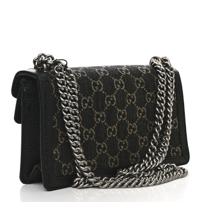 Gucci Jacquard Black Denim GG Monogram Textured Dollar Calfskin Small Dionysus Shoulder Bag Black Ivory 3 of 11