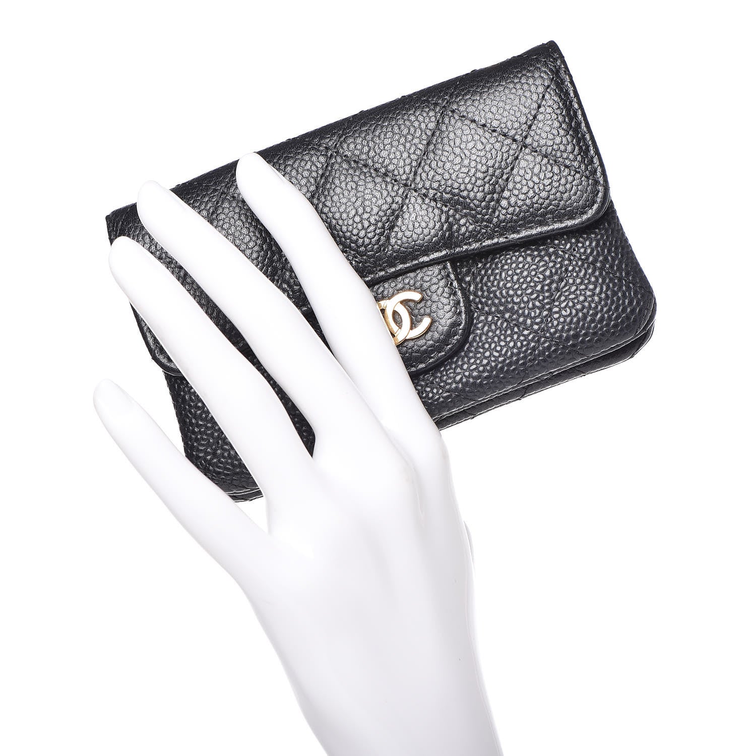 Chanel Caviar Quilted Zip Card Holder Black 2 of 12