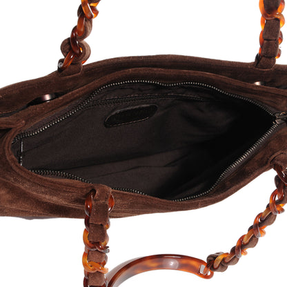Chanel Suede Bekko Chain CC Shopping Tote Dark Brown 5 of 7