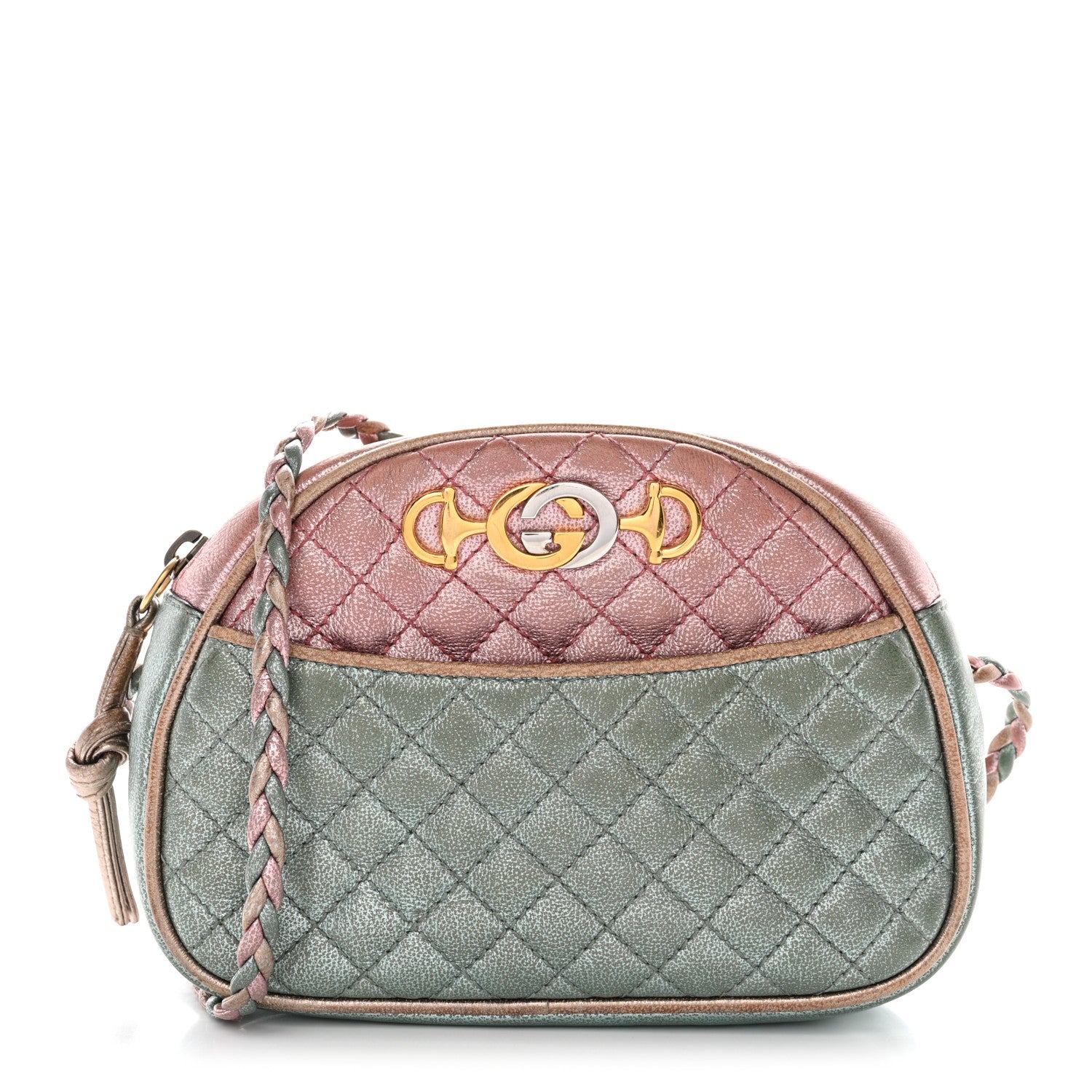 Gucci Laminated Nappa Trapuntata Mini Zumi Dome Shoulder Bag Rosa Lago Rame 1 of 10