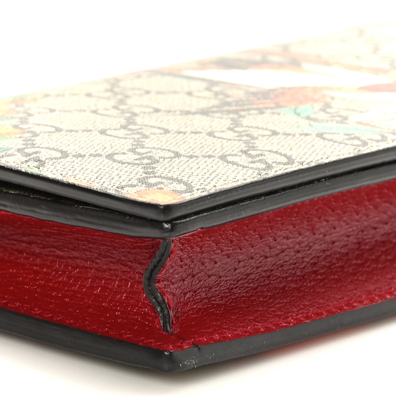 Gucci GG Supreme Monogram Tian Chain Wallet Beige Multicolor Red 7 of 8