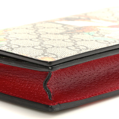 Gucci GG Supreme Monogram Tian Chain Wallet Beige Multicolor Red 7 of 8