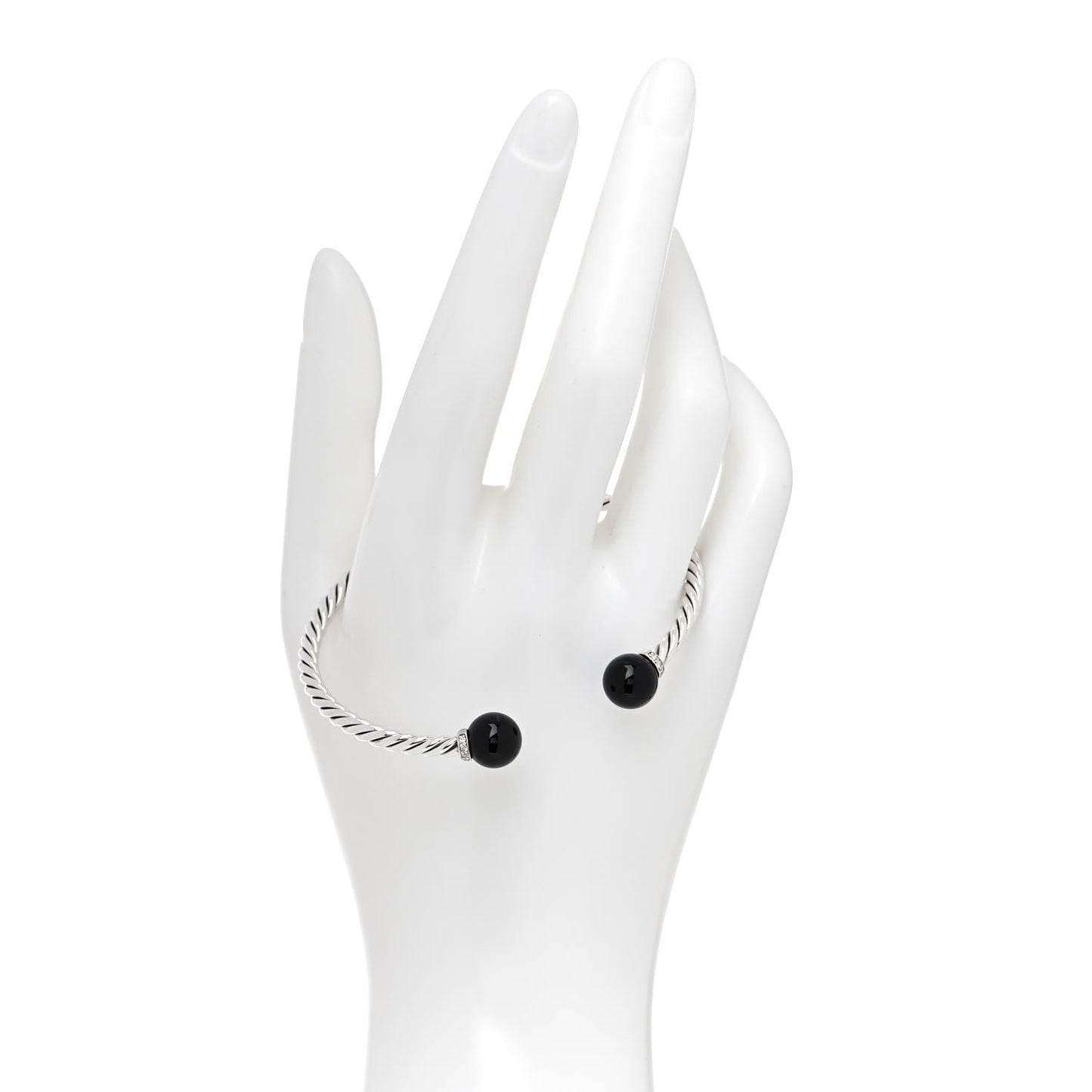 Sterling Silver Diamond Onyx 9mm Solari Bracelet