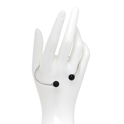 David Yurman Sterling Silver Diamond Onyx 9mm Solari Bracelet 2 of 5