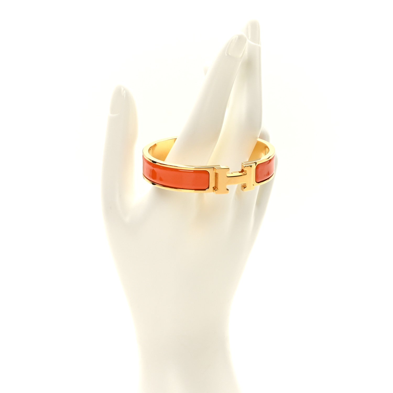 Hermes Enamel Narrow Clic Clac H Bracelet PM Orange 2 of 6