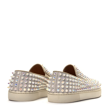 Christian Louboutin Calfskin Spikes Womens Roller Boat Flat 38.5 White Ivory 4 of 10