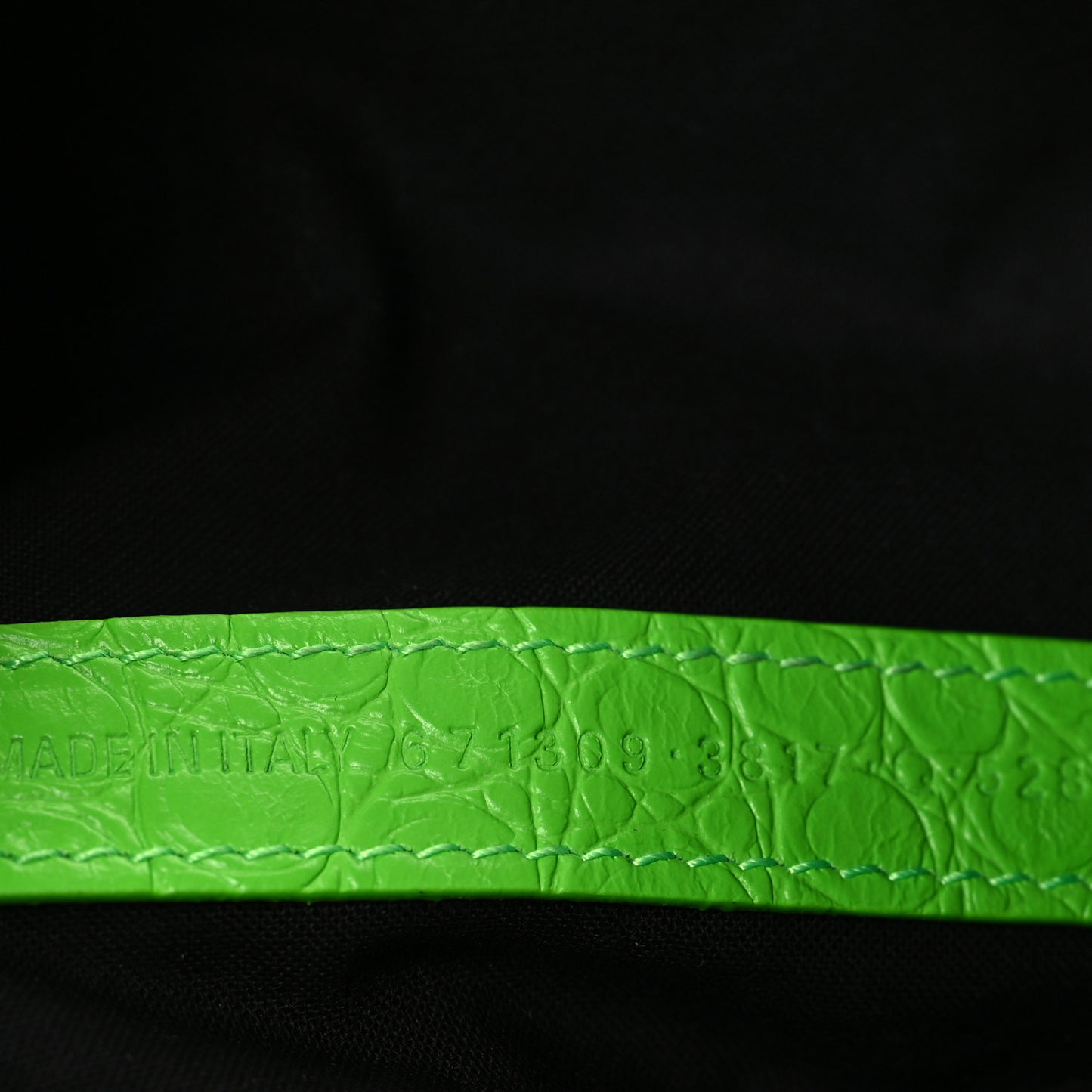 Extra Supple Calfskin Crocodile Embossed Le Cagole Shoulder Bag XS Acid Green