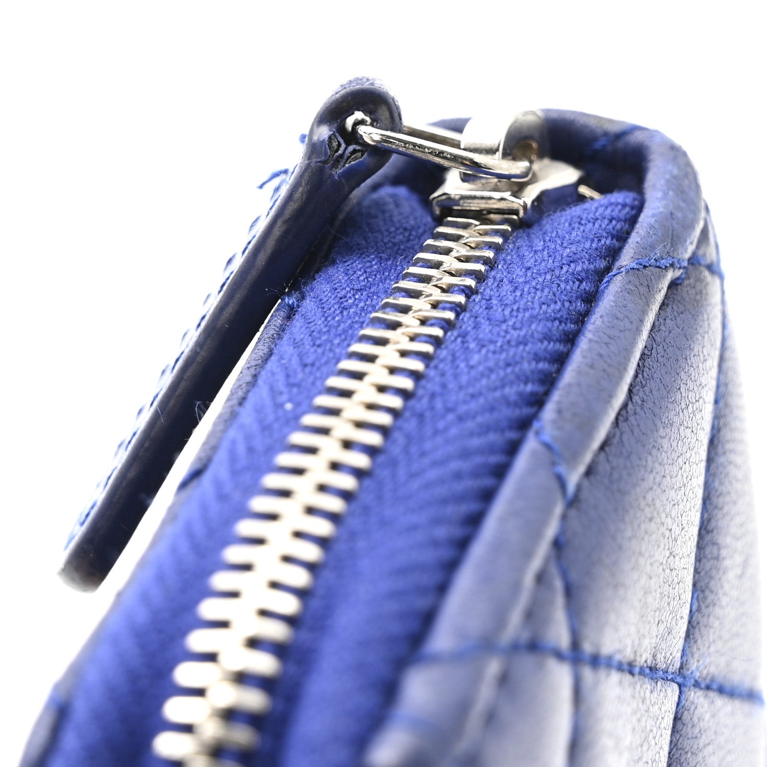 Chanel Lambskin Quilted Zip Around Coin Purse Wallet Blue 10 of 14