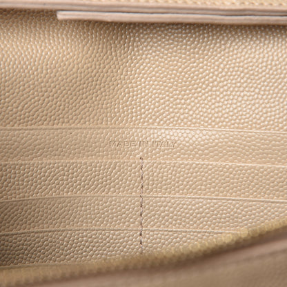 Saint Laurent Grain De Poudre Matelasse Chevron Monogram Chain Wallet Nude Powder 7 of 9